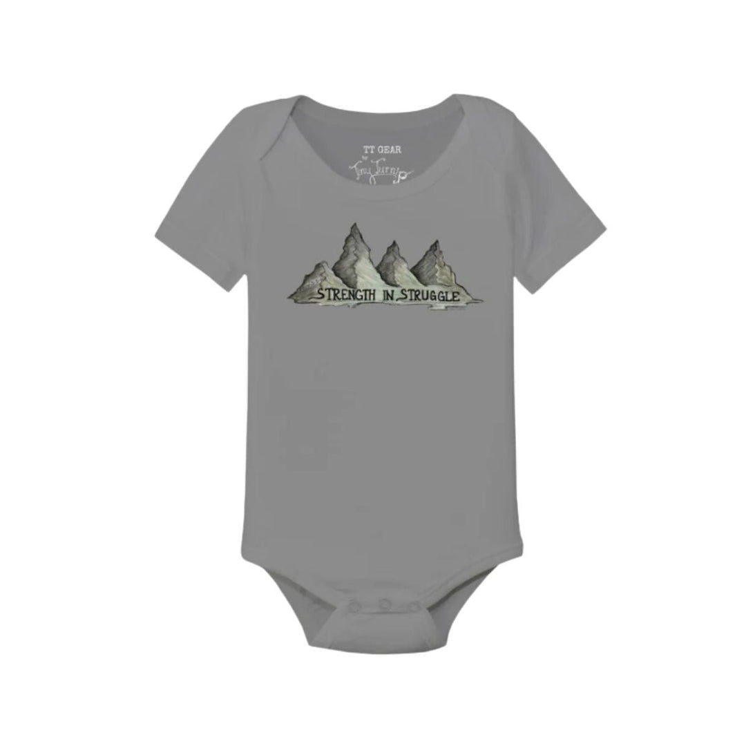 Infant Tiny Turnip Grey Strength in Struggle Onesie