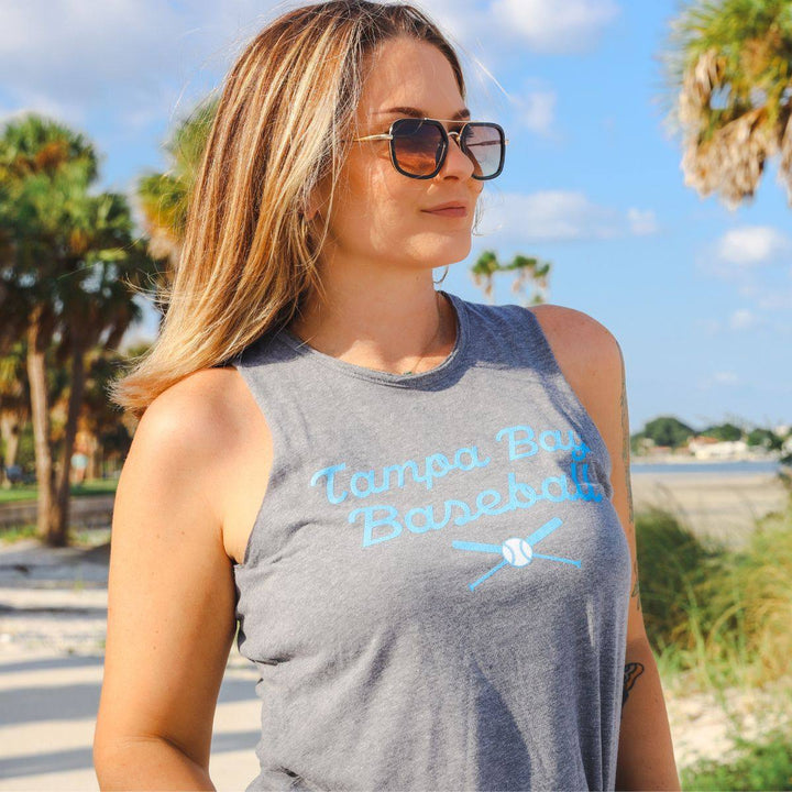 WOMEN'S GREY TAMPA BAY BASEBALL BATS SPORTIQE TANK TOP - The Bay Republic | Team Store of the Tampa Bay Rays & Rowdies