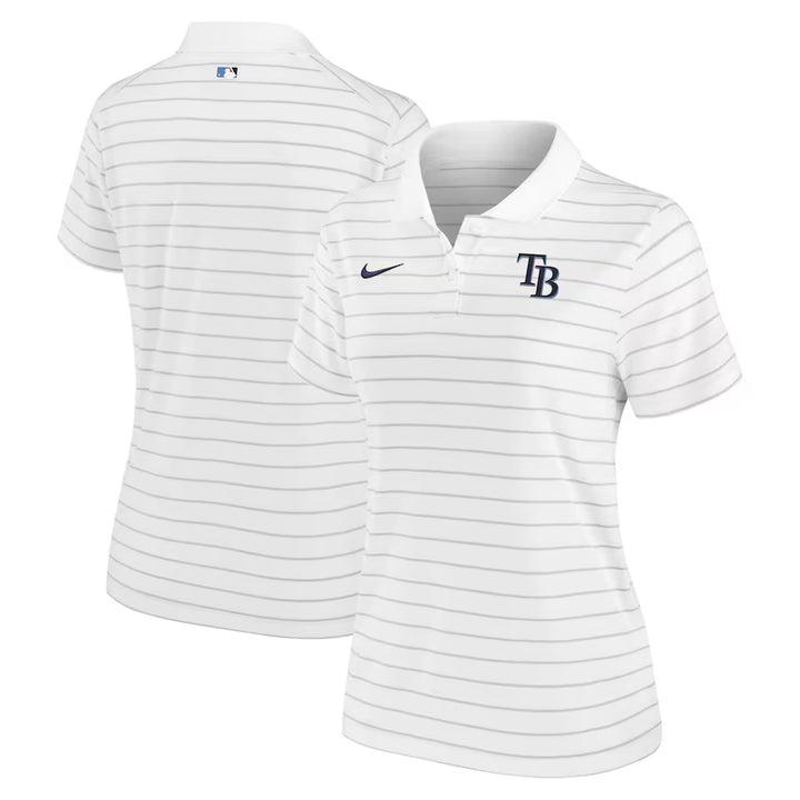 Rays Womens Nike White Authentic Collection Victory Striped Performance Polo