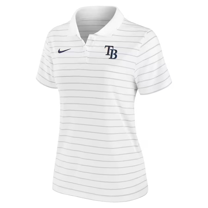 Rays Womens Nike White Authentic Collection Victory Striped Performance Polo