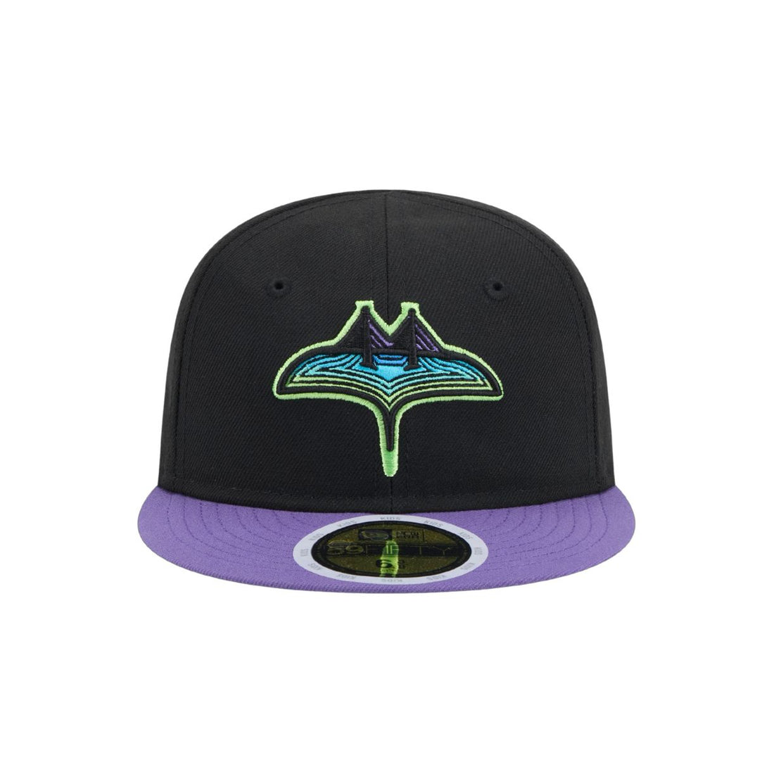 Rays Kids New Era Black Purple City Connect On Field 59Fifty Fitted Hat