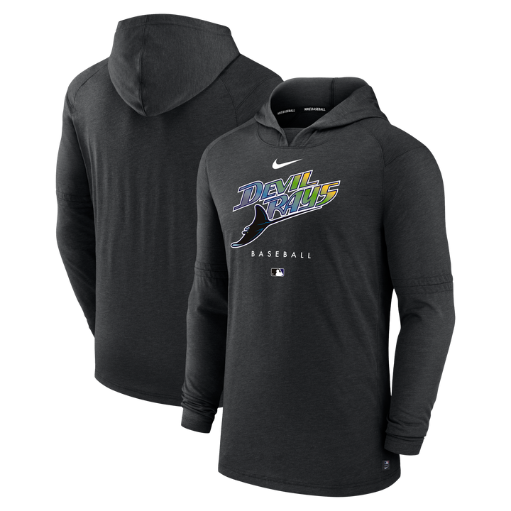 Rays Men's Nike Heather Black Devil Rays Early Work Pullover Hoodie