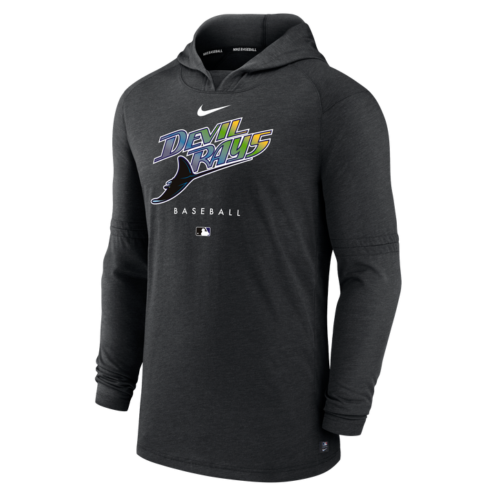 Rays Men's Nike Heather Black Devil Rays Early Work Pullover Hoodie