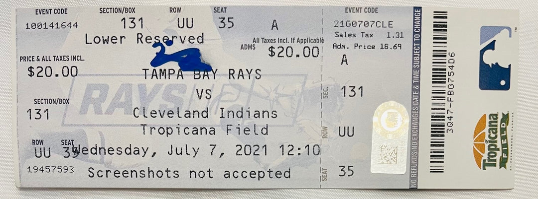 RAYS VIDAL BRUJAN AUTOGRAPHED MLB DEBUT GAME TICKET
