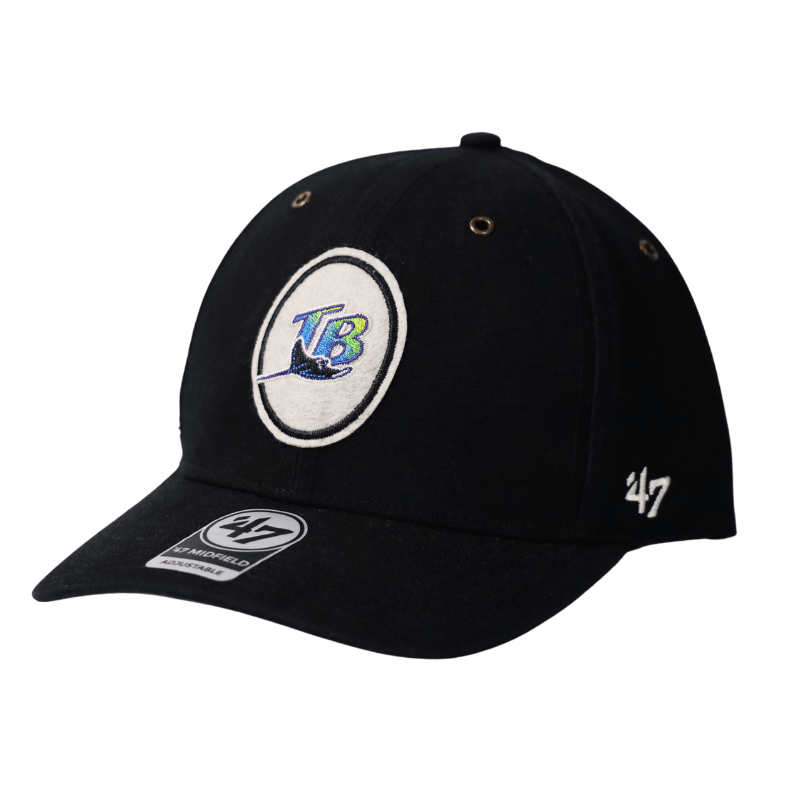 RAYS BLACK COOPERSTOWN '47 BRAND MIDFIELD ADJUSTABLE HAT - The Bay Republic | Team Store of the Tampa Bay Rays & Rowdies