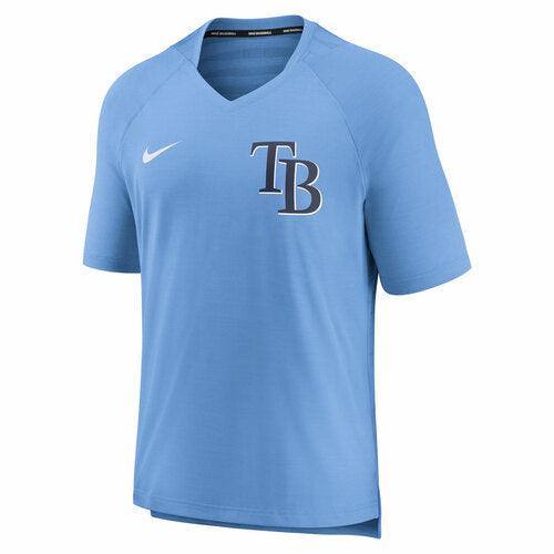 RAYS MEN'S BABY BLUE PREGAME PERFORMANCE SHORT SLEEVE V-NECK PULLOVER SHIRT - The Bay Republic | Team Store of the Tampa Bay Rays & Rowdies