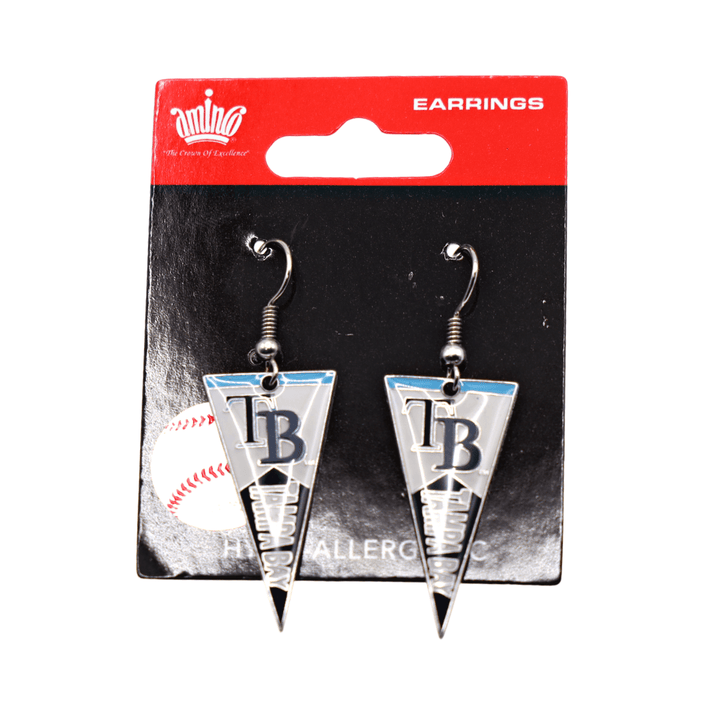RAYS WHITE NAVY PENNANT EARRINGS - The Bay Republic | Team Store of the Tampa Bay Rays & Rowdies