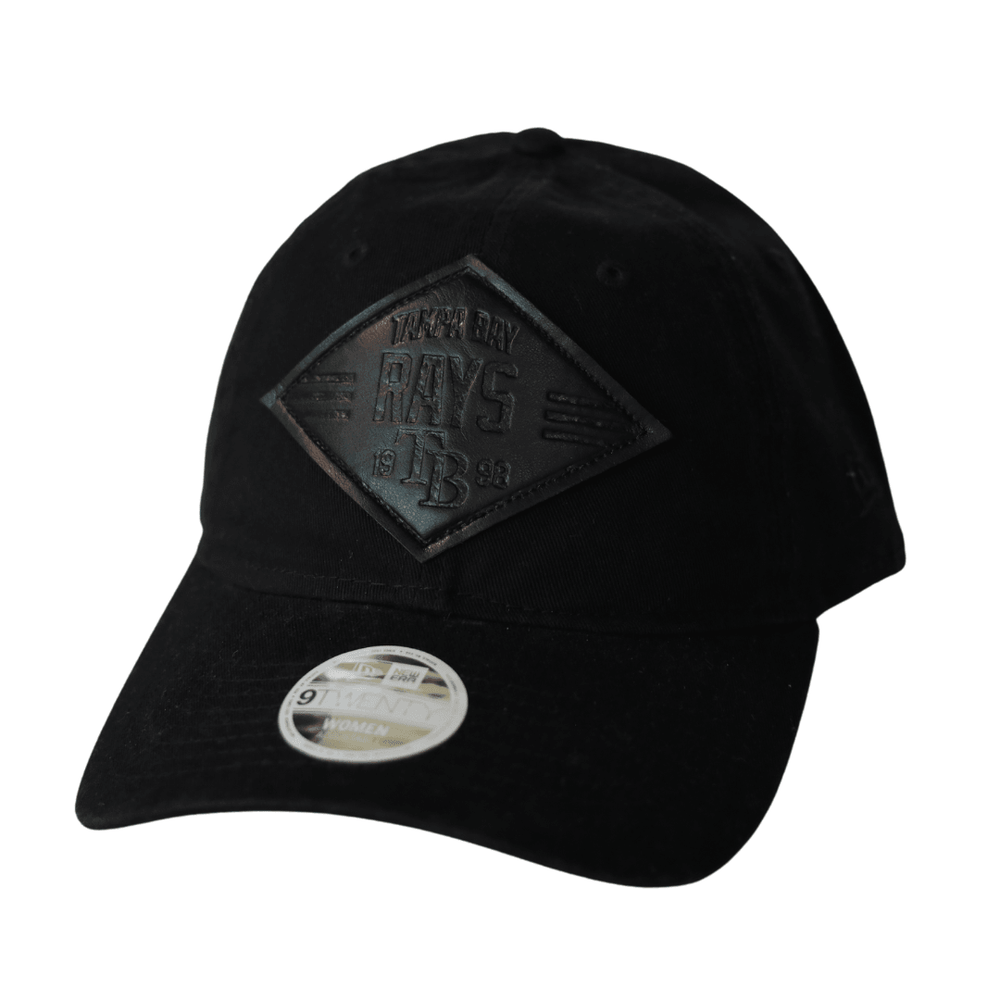 RAYS WOMEN'S BLACK ON BLACK PATCH NEW ERA 9TWENTY ADJUSTABLE CAP - The Bay Republic | Team Store of the Tampa Bay Rays & Rowdies