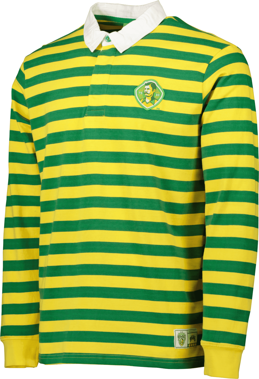 ROWDIES MEN'S YELLOW AND GREEN STRIPED CREST LONG SLEEVE POLO - The Bay Republic | Team Store of the Tampa Bay Rays & Rowdies