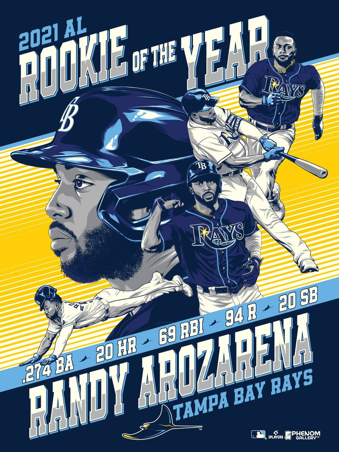 TAMPA BAY RAYS RANDY AROZARENA ROOKIE OF THE YEAR PHENOM PRINT - The Bay Republic | Team Store of the Tampa Bay Rays & Rowdies