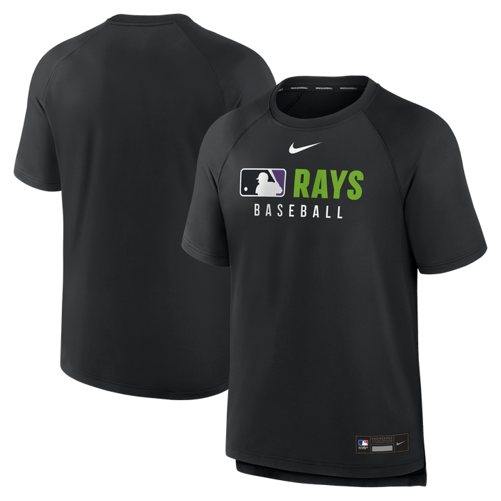 Rays Men's Nike 2025 Black Devil Rays Pregame Authentic Collection Pullover Shirt