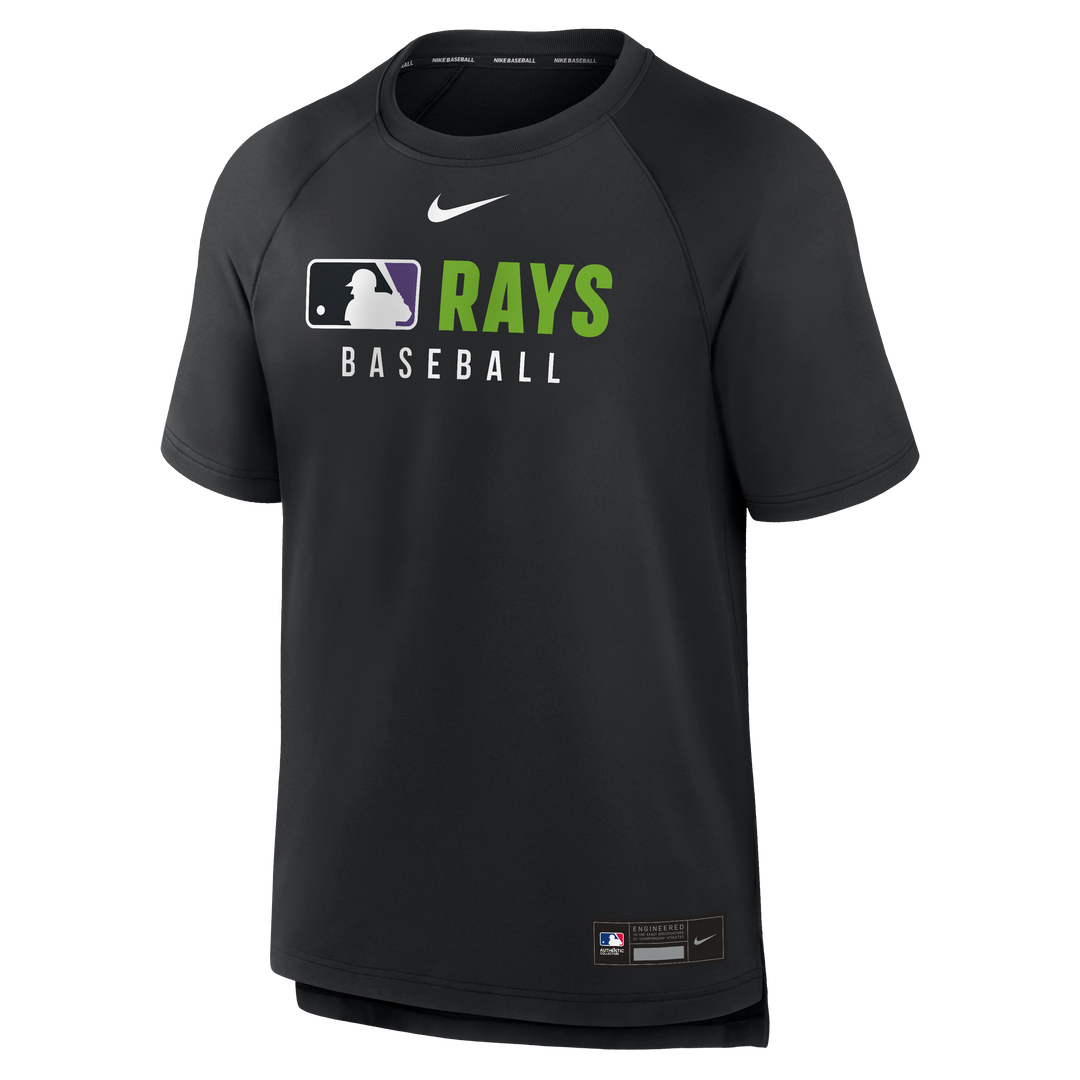 Rays Men's Nike 2025 Black Devil Rays Pregame Authentic Collection Pullover Shirt