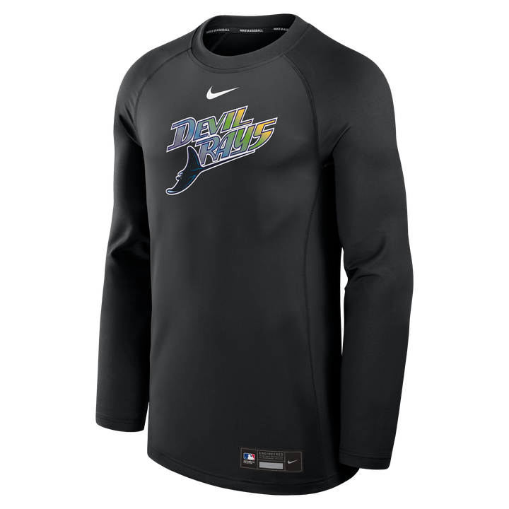 Rays Men's Nike 2025 Black Devil Rays Game Time Authentic Collection Long-Sleeve Pullover Shirt