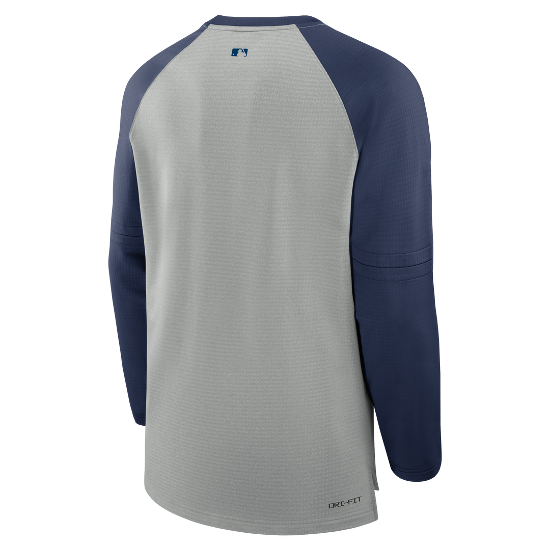 Rays Men's Nike Grey Navy Game Time Wordmark Long Sleeve T-Shirt