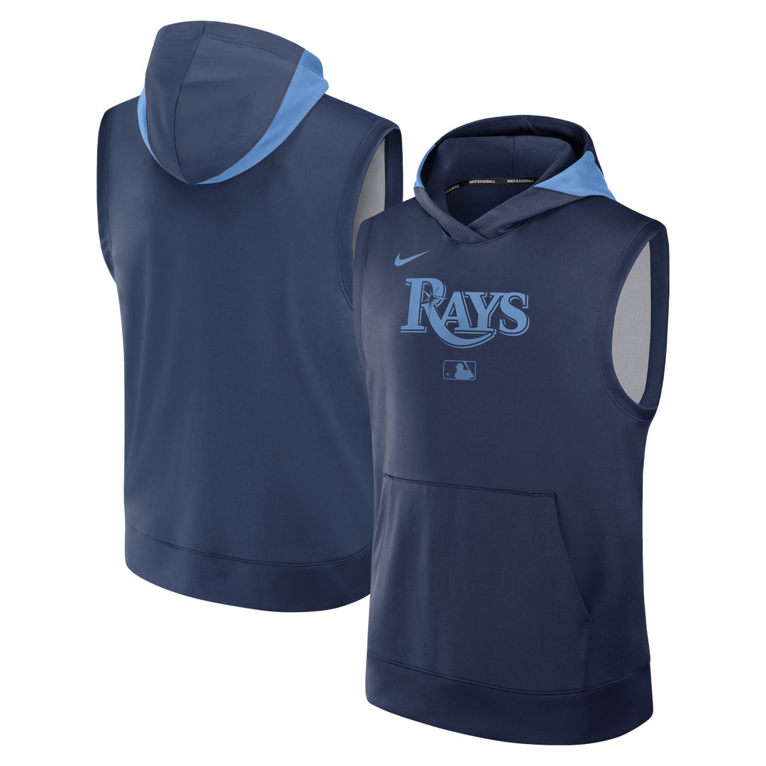 Rays Men's Nike 2025 Navy Wordmark Authentic Collection Sleeveless Hoodie