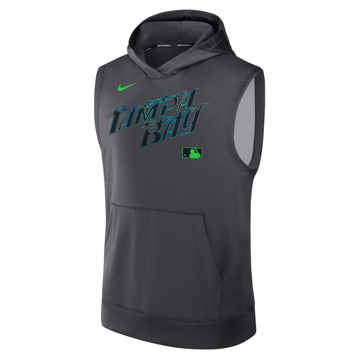 Rays Men's Nike 2025 Charcoal Grey CC Tampa Bay Authentic Collection Sleeveless Hoodie