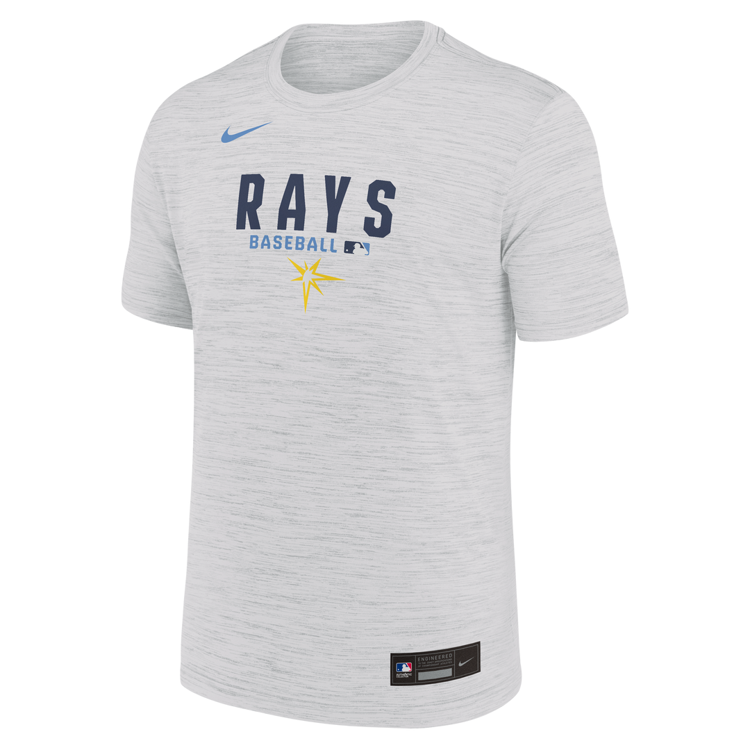 Rays Men's Nike 2026 White Burst Authentic Collection Velocity Dri Fit T-Shirt
