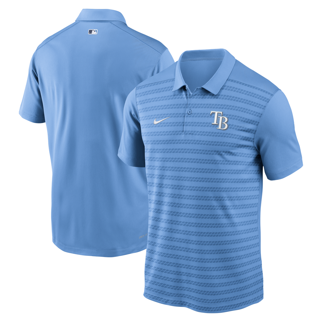 Rays Men's Nike 2025 Valor Blue Authentic Collection Victory Striped Performance Polo