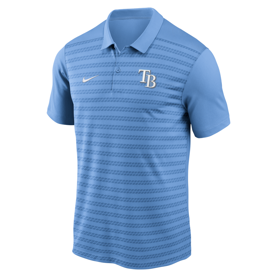 Rays Men's Nike 2025 Valor Blue Authentic Collection Victory Striped Performance Polo