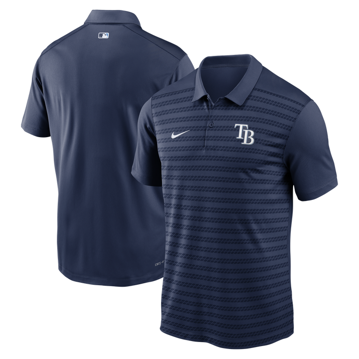 Rays Men's Nike 2025 Navy Authentic Collection Victory Striped Performance Polo