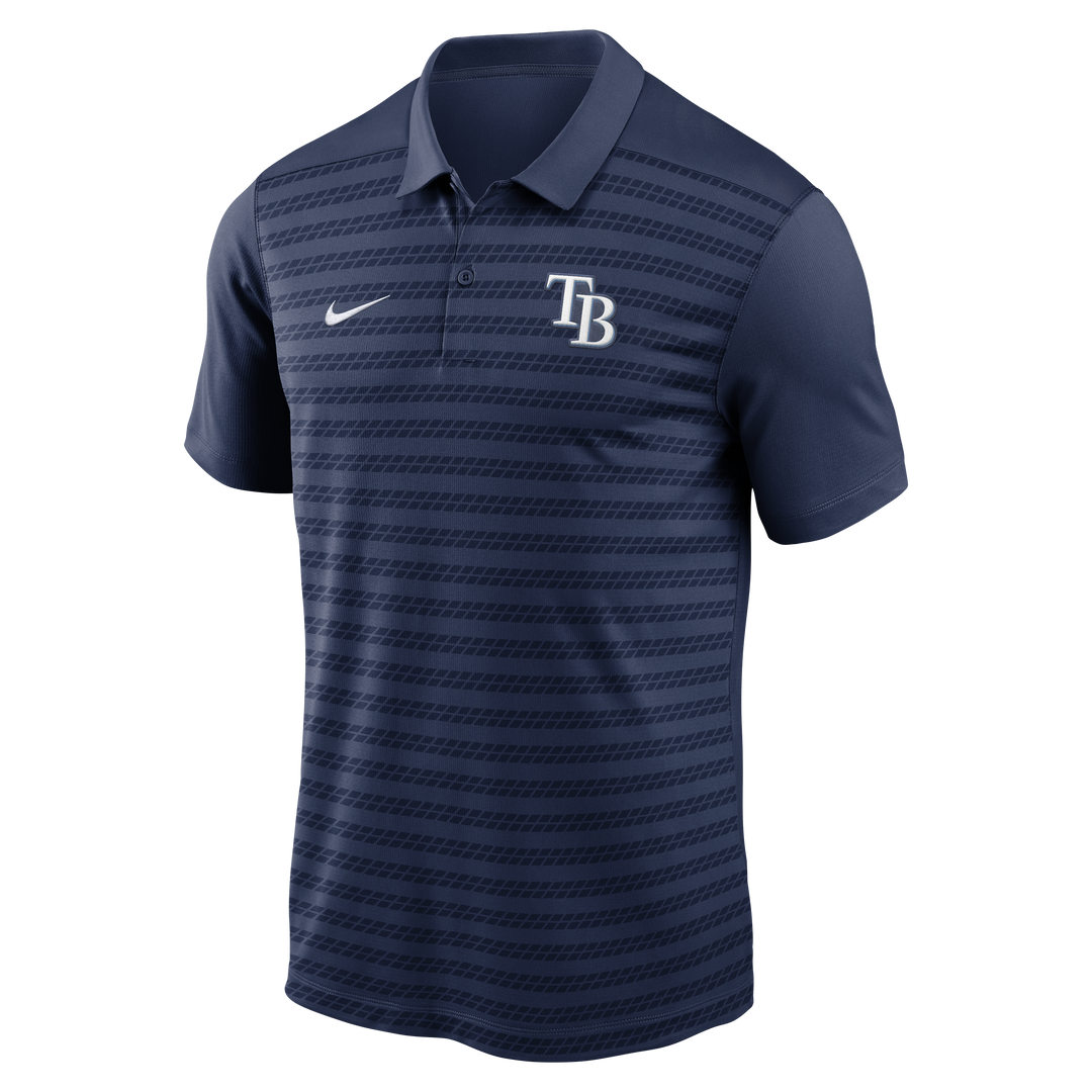 Rays Men's Nike 2025 Navy Authentic Collection Victory Striped Performance Polo