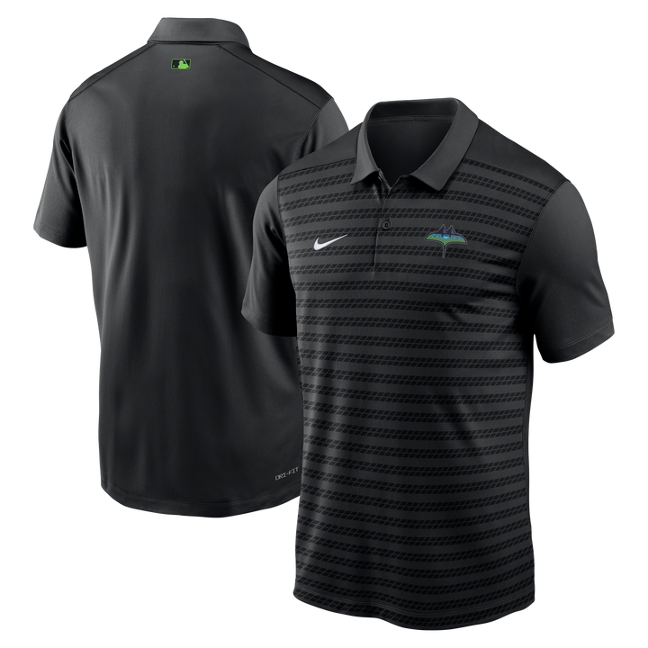 Rays Men's Nike 2025 Black City Connect Skyray Victory Striped Performance Polo