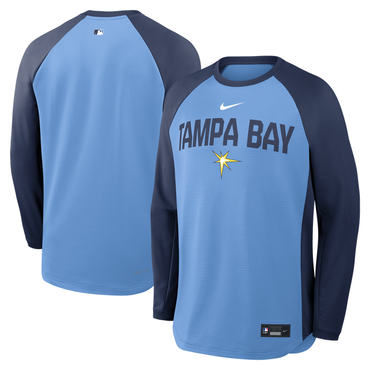 Rays Men's Nike Light Blue 2026 Authentic Collection Burst Crew Long Sleeve T-Shirt