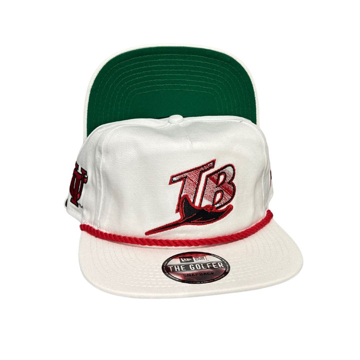 Rays New Era White Coop University of Tampa Patch Golfer Snapback Hat