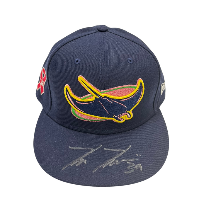 Rays Kevin Kiermaier Game Used Authentic Autographed Mother's Day Hat