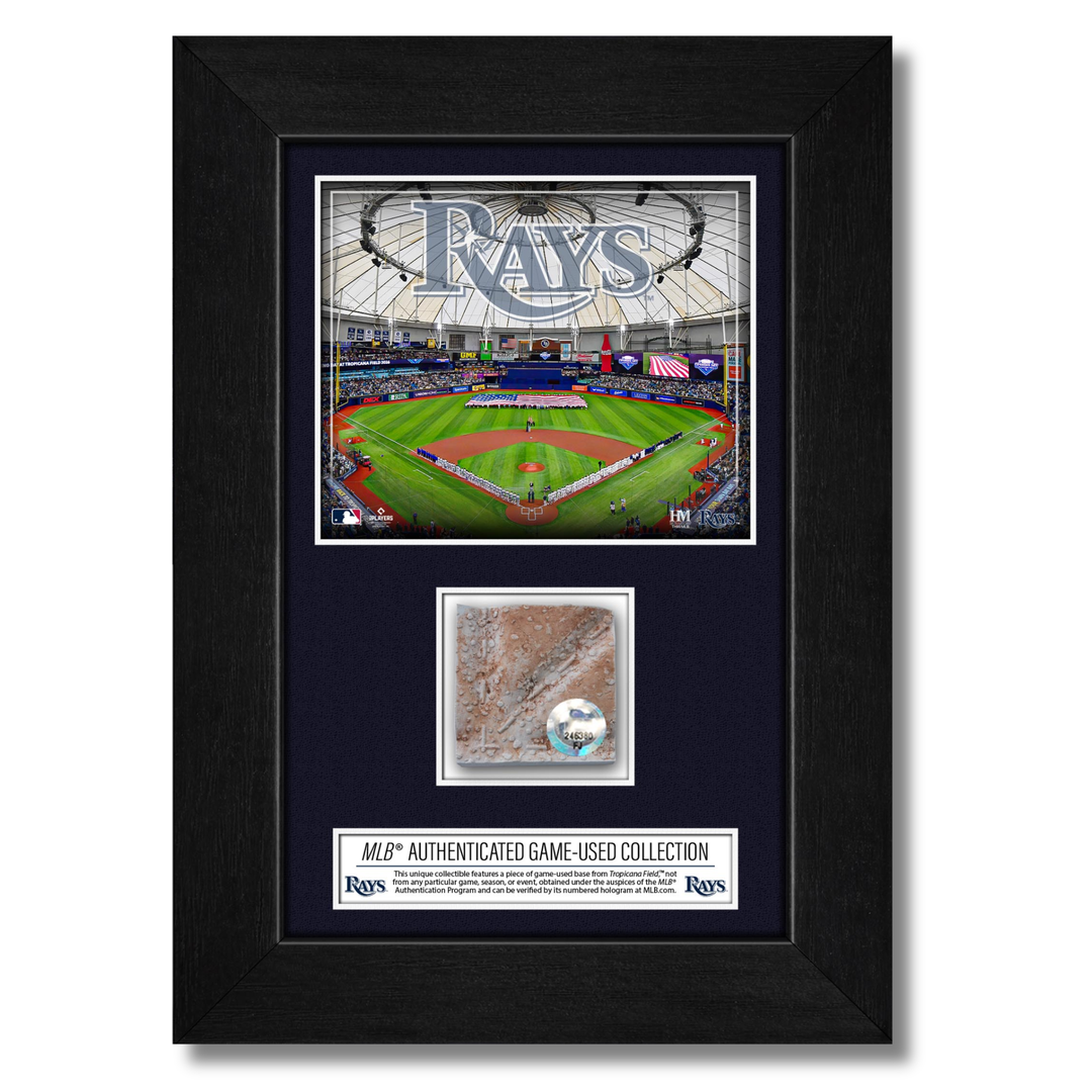 Rays Tropicana Field Authentic Game-Used Base Piece 5x7 Display