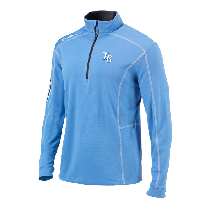 Rays Men's Columbia Light Blue Omni-Wick Shotgun TB 1/4 Zip Pullover