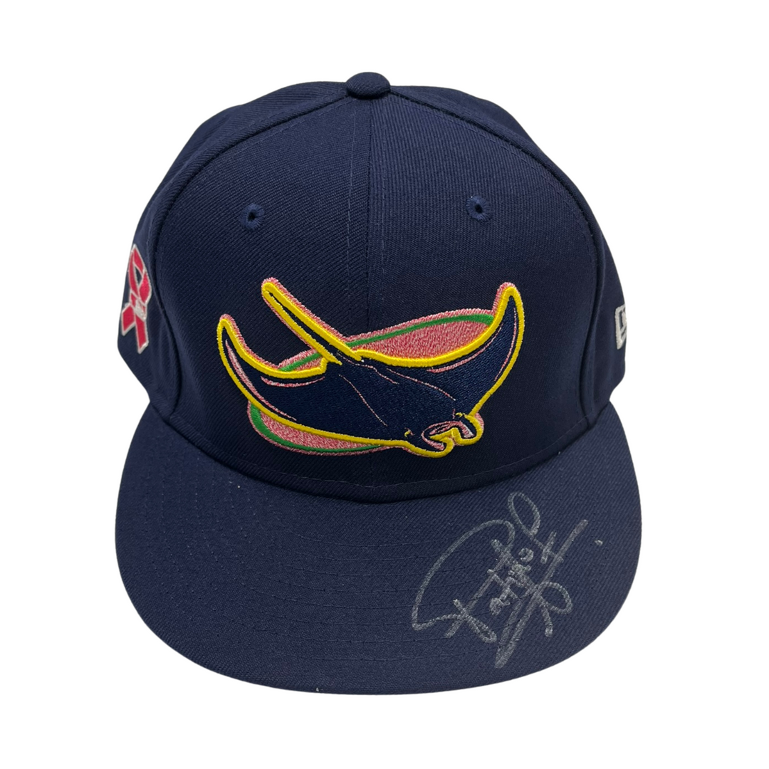 Rays Luis Patino Game Used Authentic Autographed Mother's Day Hat