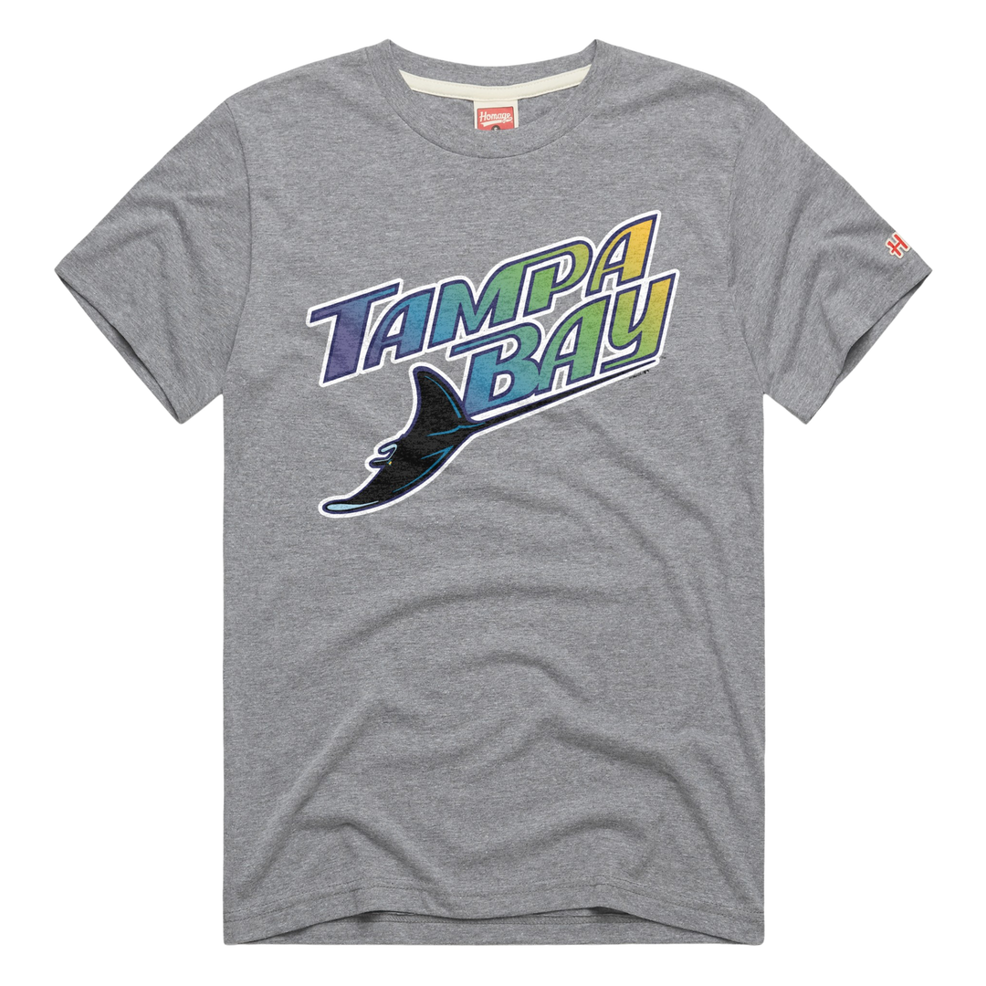 Rays Men's Homage Grey Tampa Bay Devil Rays Logo T-Shirt