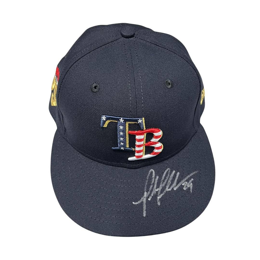 Rays Pete Fairbanks Game Used Authentic Autographed Stars & Stripes Day Hat