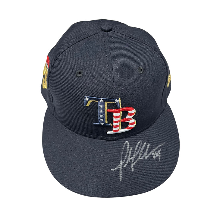 Rays Pete Fairbanks Game Used Authentic Autographed Stars & Stripes Day Hat