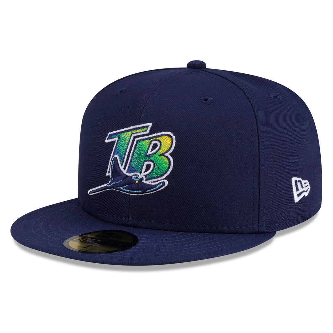 Rays New Era Road Navy On-Field 59Fifty Fitted Hat