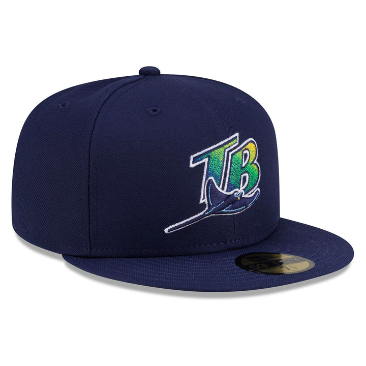 Rays New Era Road Navy On-Field 59Fifty Fitted Hat