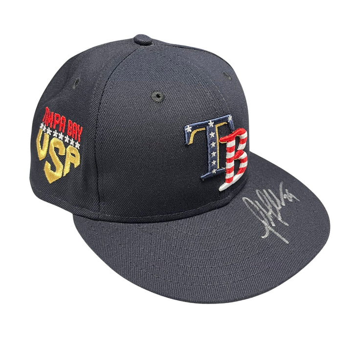 Rays Pete Fairbanks Game Used Authentic Autographed Stars & Stripes Day Hat