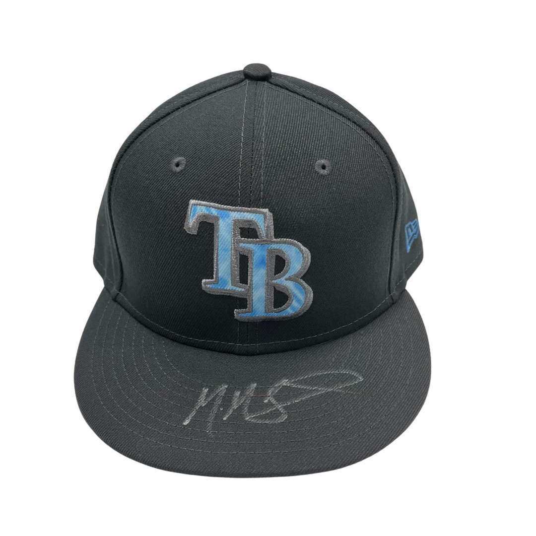 Rays Manuel Margot Game Used Authentic Autographed Father's Day Hat