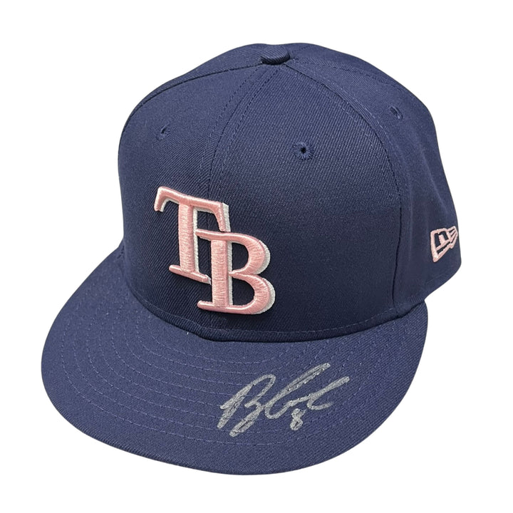 Rays Brandon Lowe Team Issued Authentic Autographed Mother's Day Hat