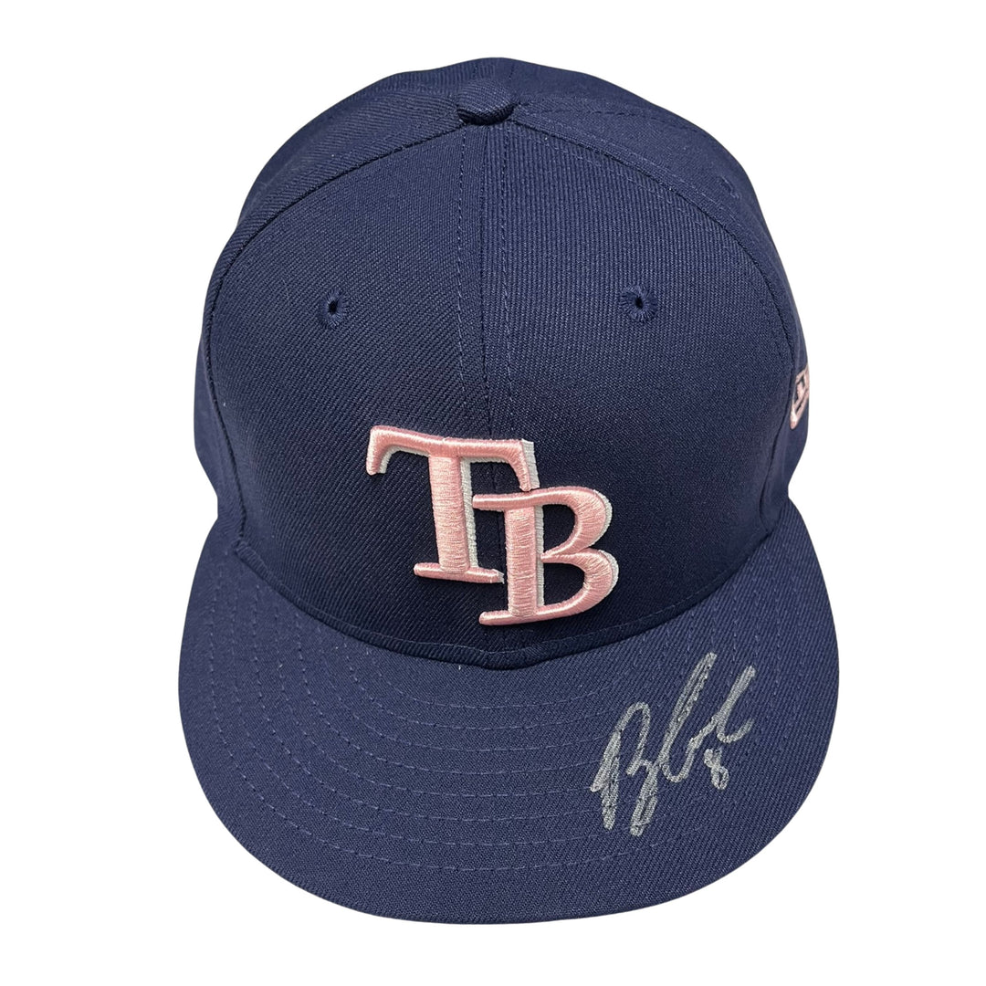 Rays Brandon Lowe Team Issued Authentic Autographed Mother's Day Hat