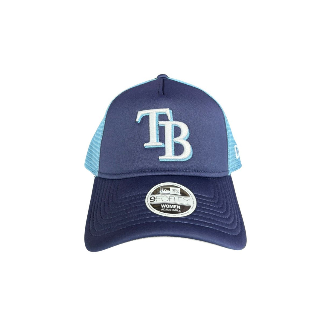 Rays Women's New Era Navy TB Two Tone 9Forty Trucker Hat