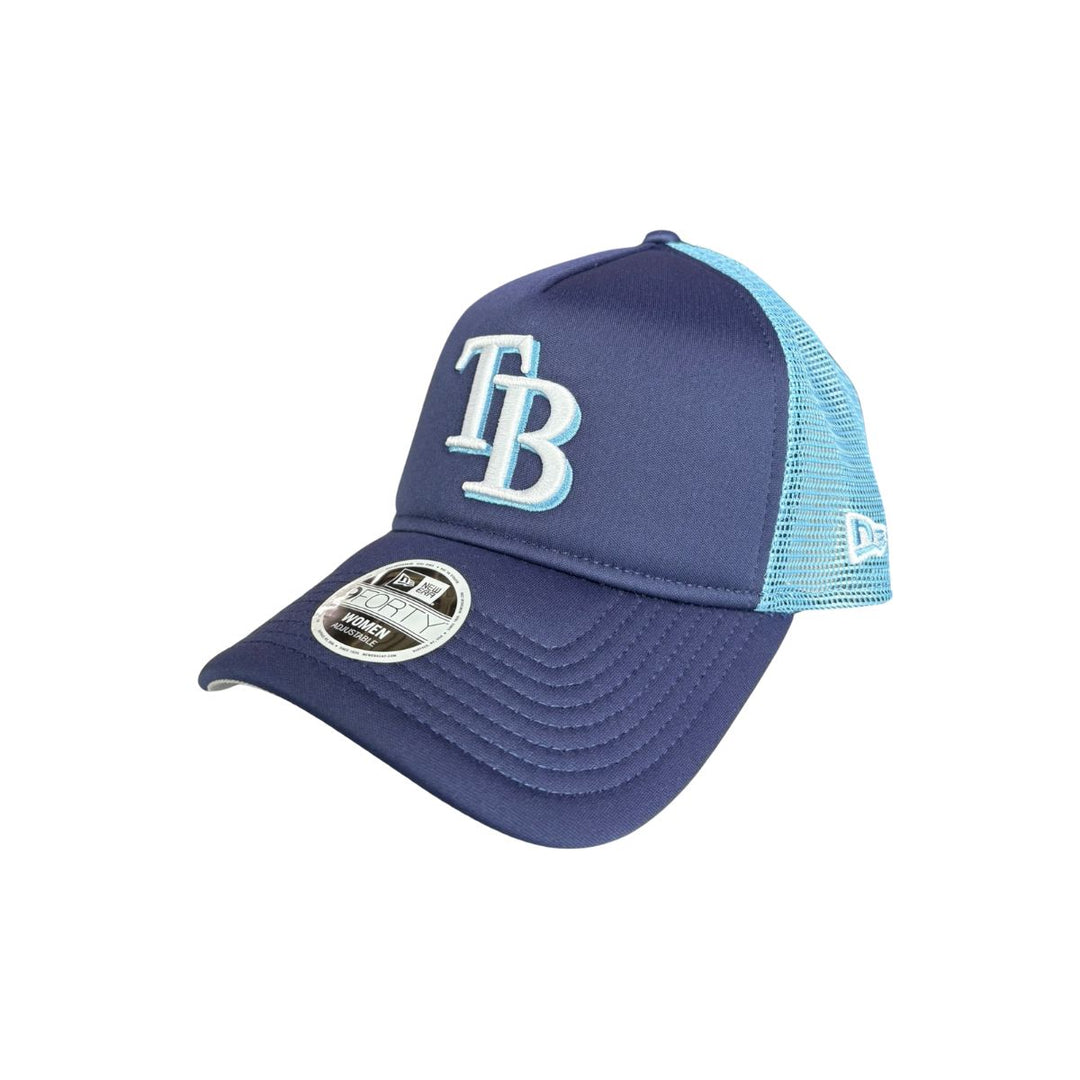 Rays Women's New Era Navy TB Two Tone 9Forty Trucker Hat