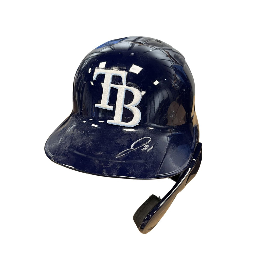 Rays Jonny Deluca Team Issued Autographed TB Batting Helmet