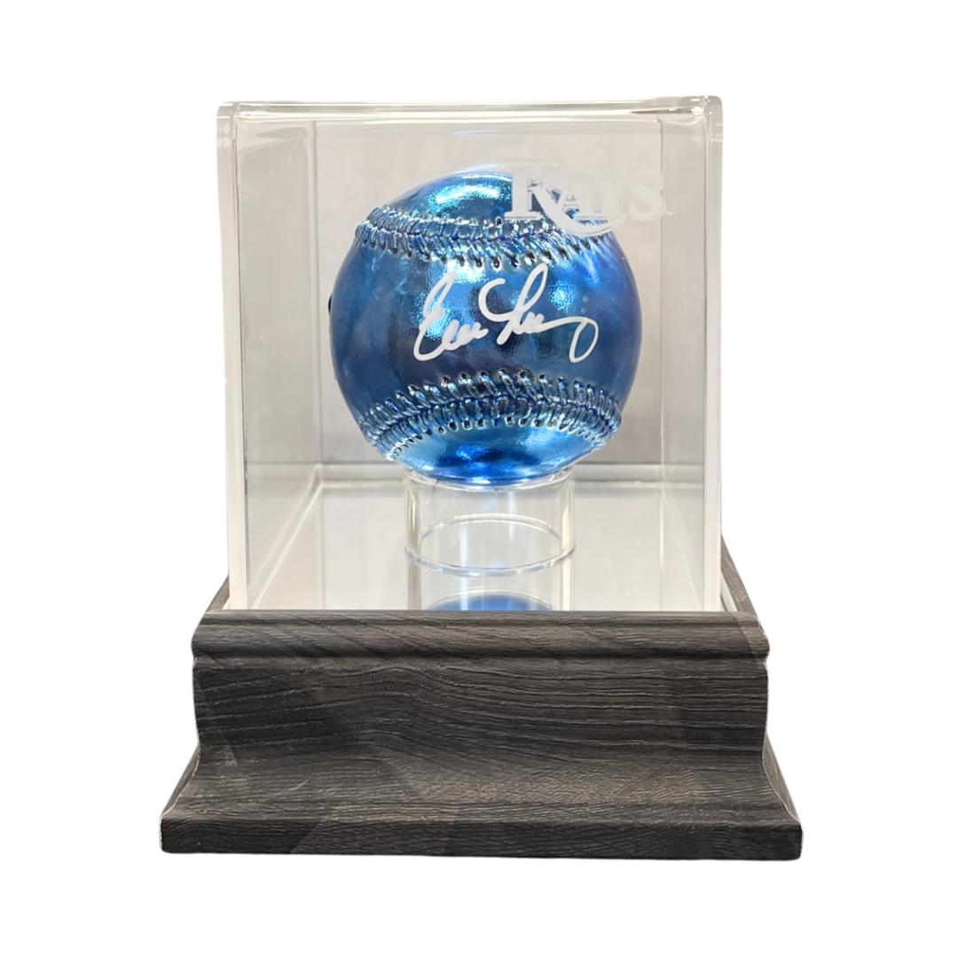 Rays Evan Longoria Light Blue Chrome Autographed Baseball