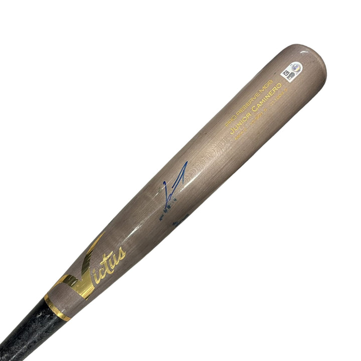 Rays Junior Caminero Team Issued Autographed Broken Bat