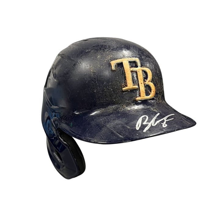 Rays Brandon Lowe Team Issued Autographed TB Batting Helmet
