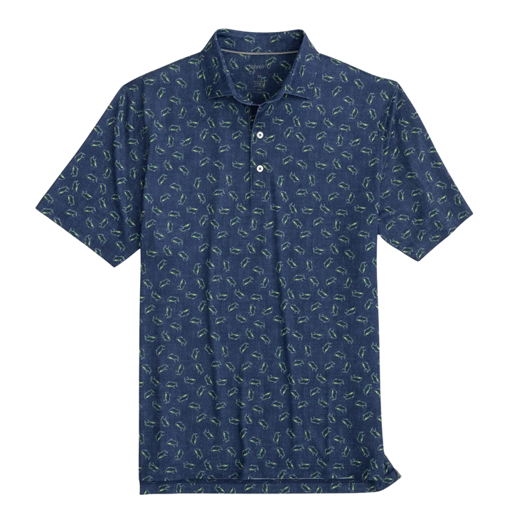 Rays Men's Johnnie O Navy Exeter All Over Alt Logo Polo
