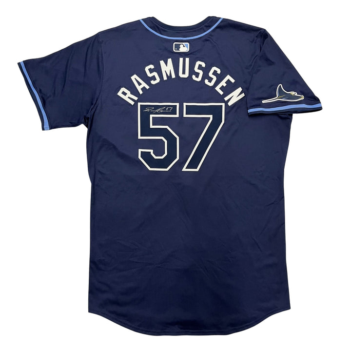Rays Drew Rasmussen Team Issued Authentic Autographed Navy Jersey