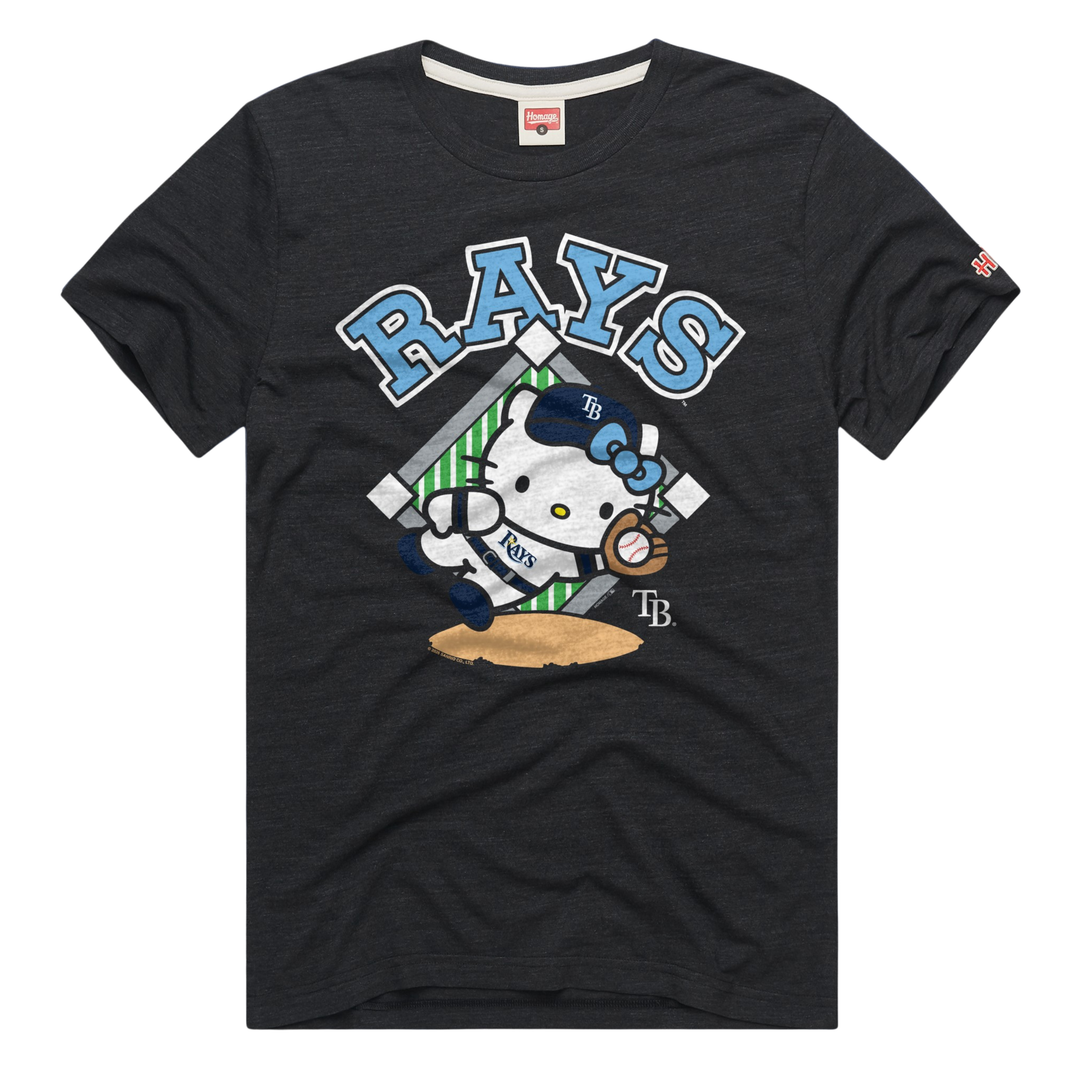Rays Homage Grey Devil Rays Hello Kitty Catch T-Shirt